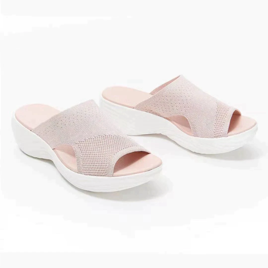 Rosa ortopediska sandaler för dam med mjuk dämpning
