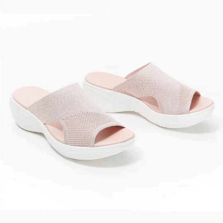 Rosa ortopediska sandaler för dam med mjuk dämpning