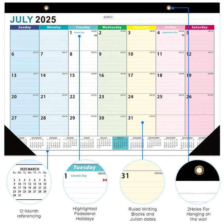Väggkalender med stor månadssöversikt för effektiv planering och översikt