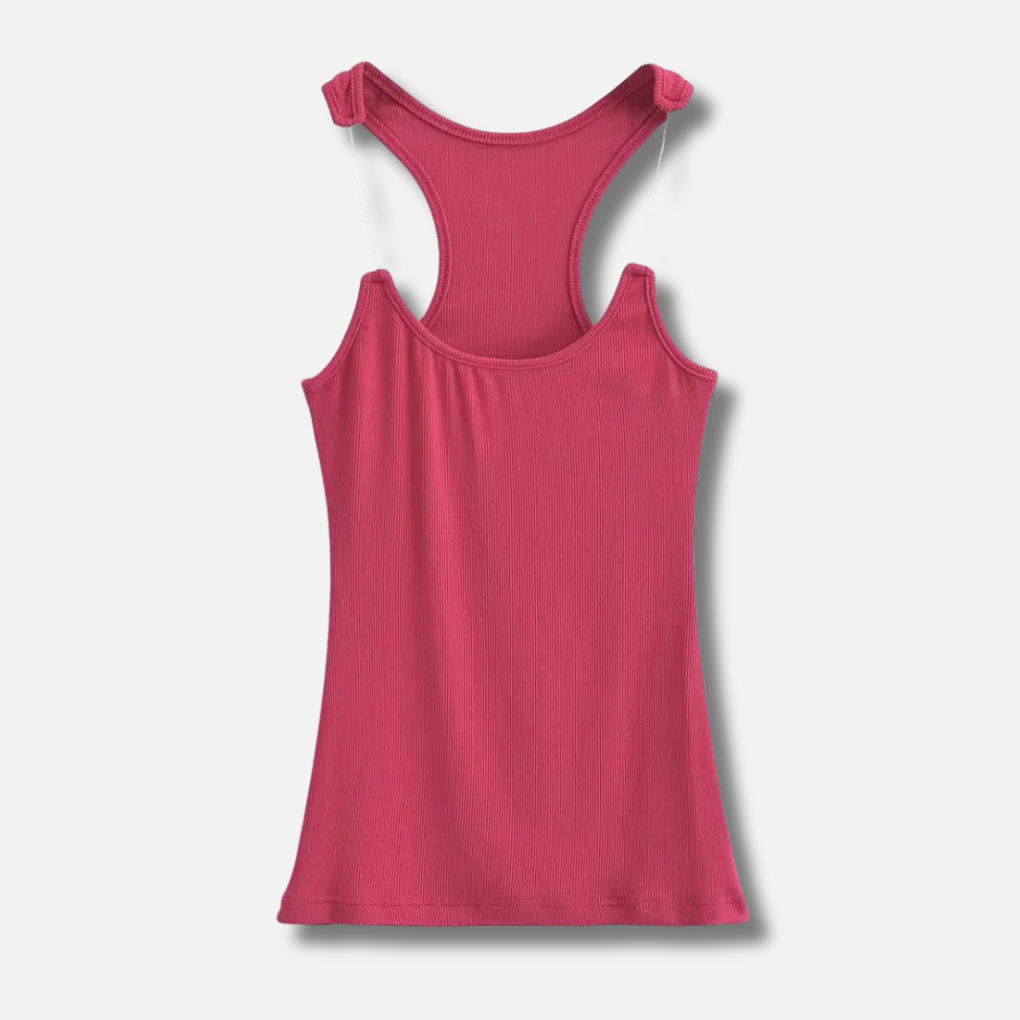 Stilren ribbad tanktopp i beige färg för dam
