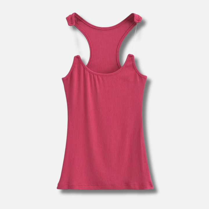 Stilren ribbad tanktopp i beige färg för dam
