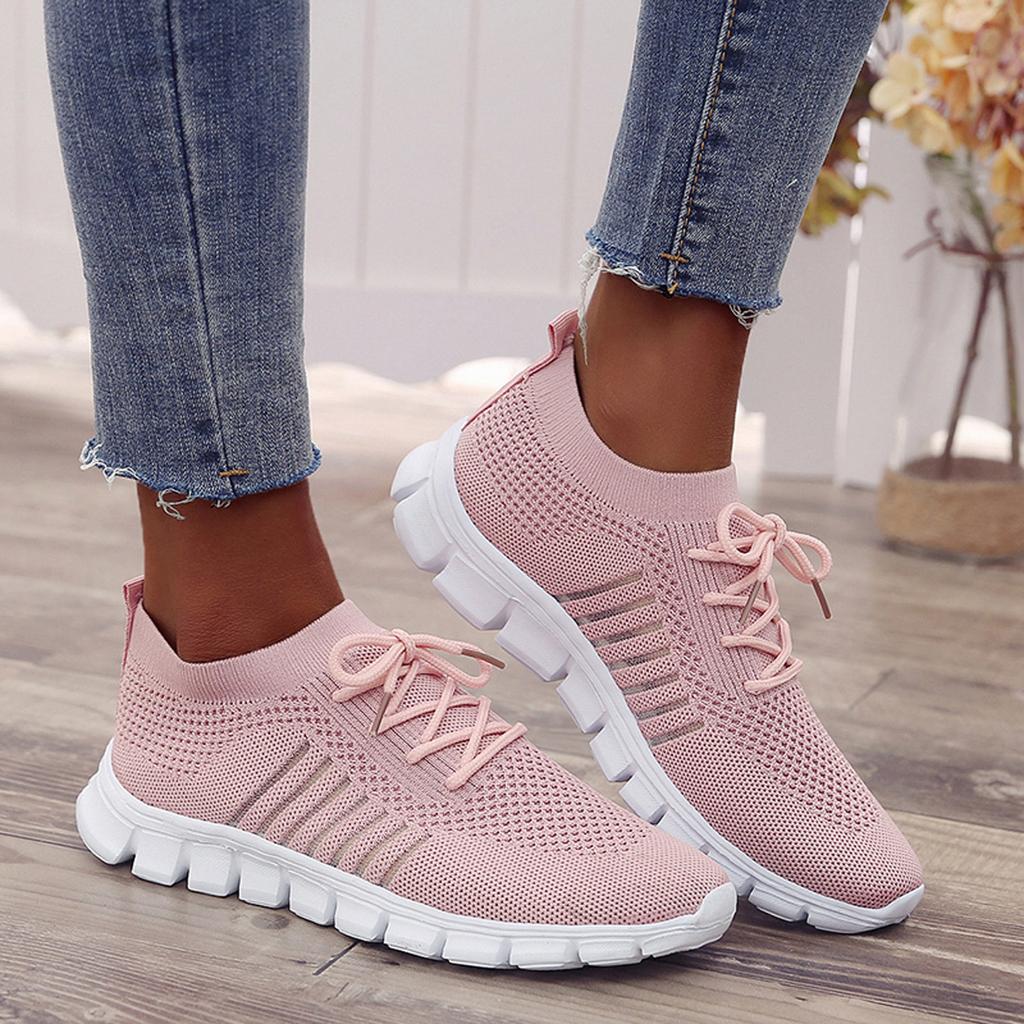 Rosa ortopediska andningsbara sneakers för dam