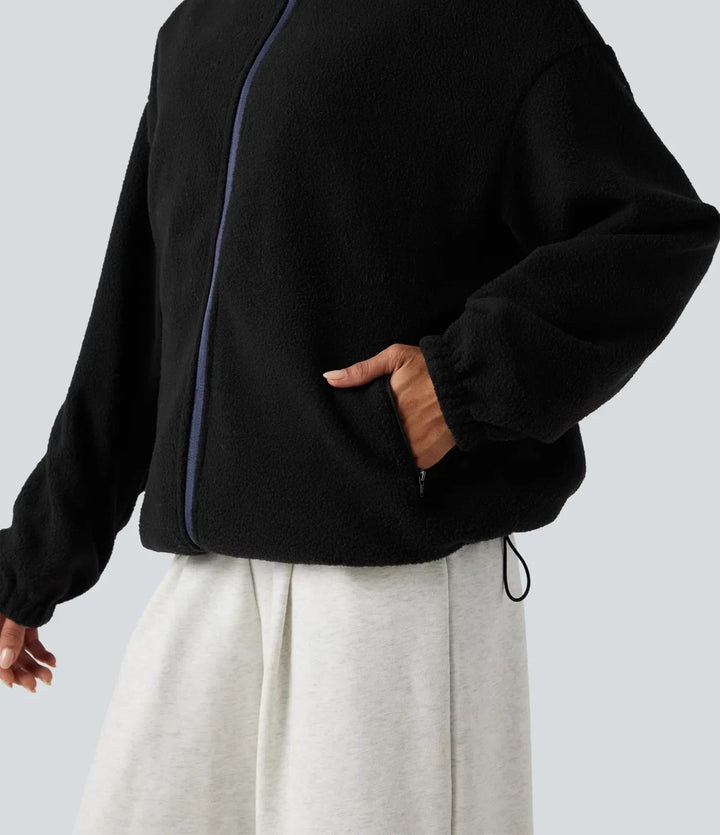 Elegant damjacka med långa ärmar och stilren hög hals