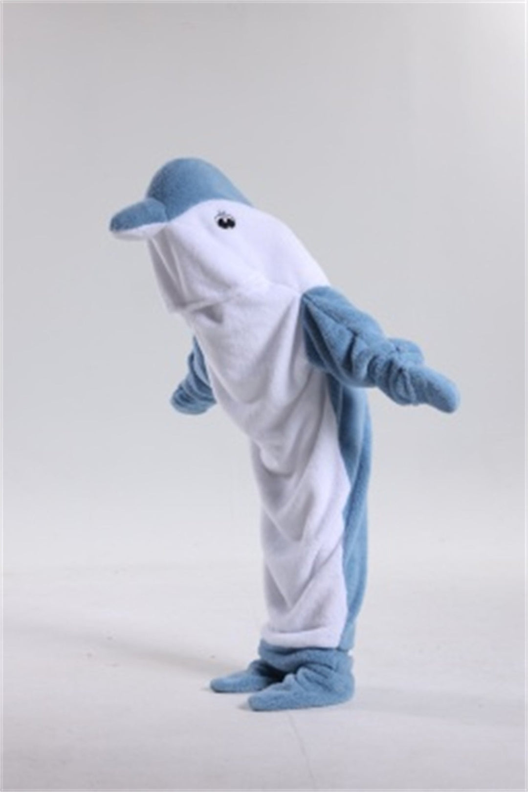 Blå haj hoodie filt i mjukt material