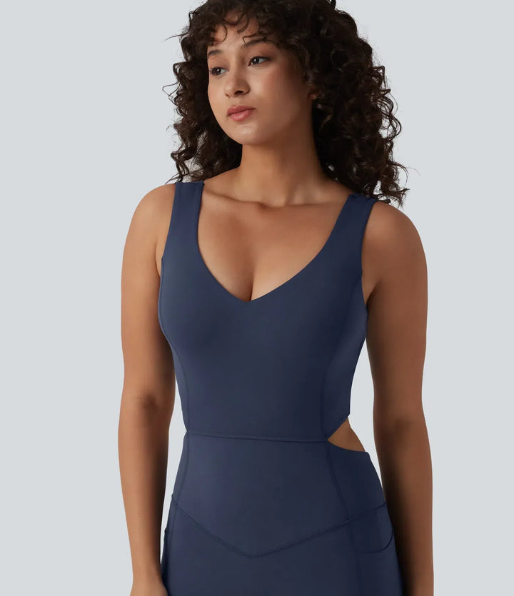 Sportig activewear jumpsuit för dam med inbyggd magkontroll