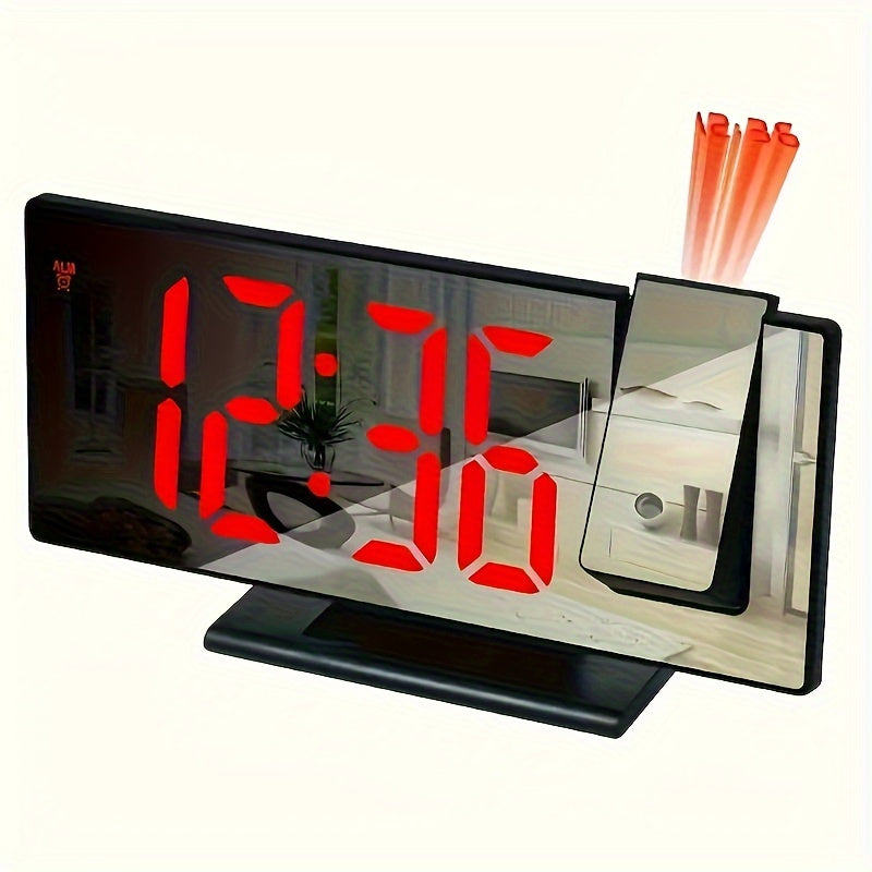 Digital projektionsväckarklocka med röd LED-display som projicerar tiden