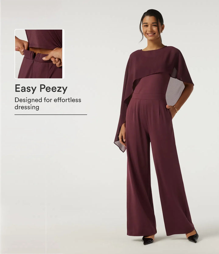 Stilren festklädsel för dam i form av en asymmetrisk jumpsuit