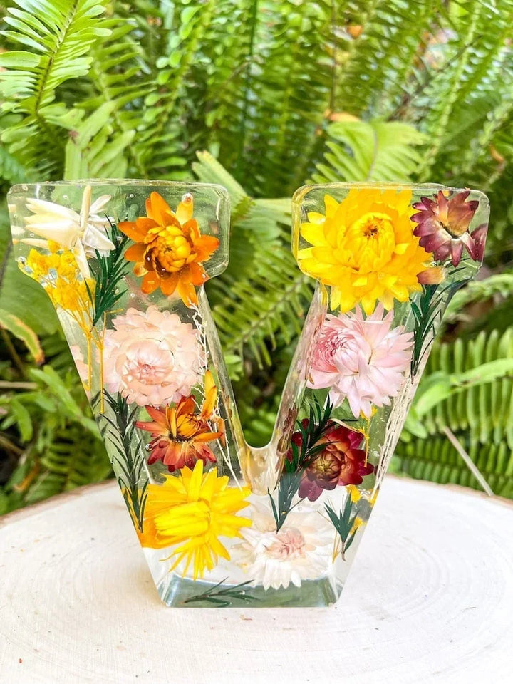 Personlig blomsterharpiks nattlampa med varmt LED-ljus för mysig heminredning