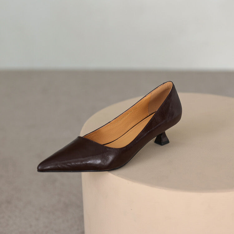Eleganta pumps för dam med blank yta och bekväm låg klack