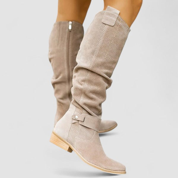 Dam westernboots Hazel i beige med dekorativa detaljer