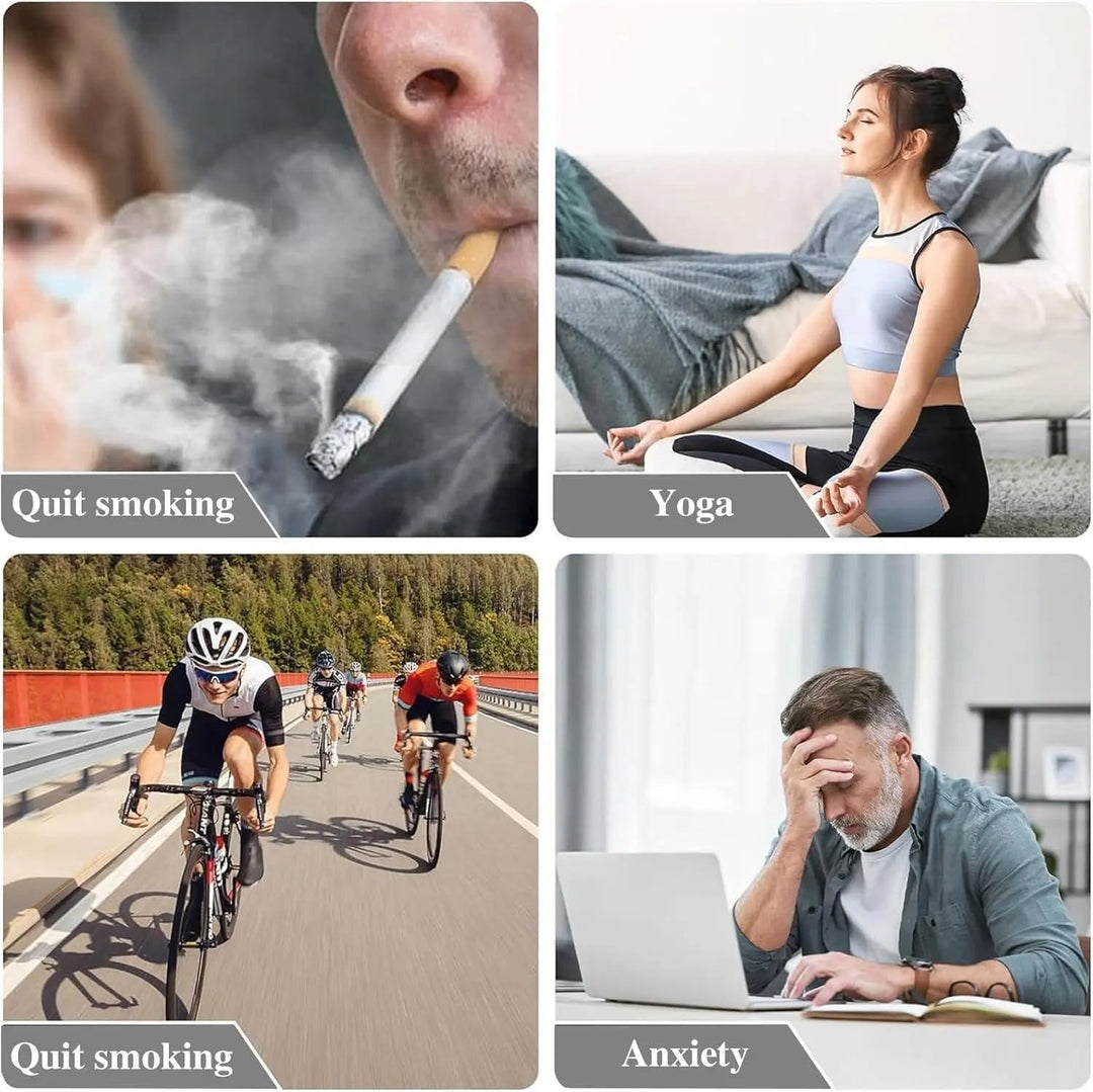 Närbild på smycke för sluta röka och bättre andningsvanor i rostfritt stål