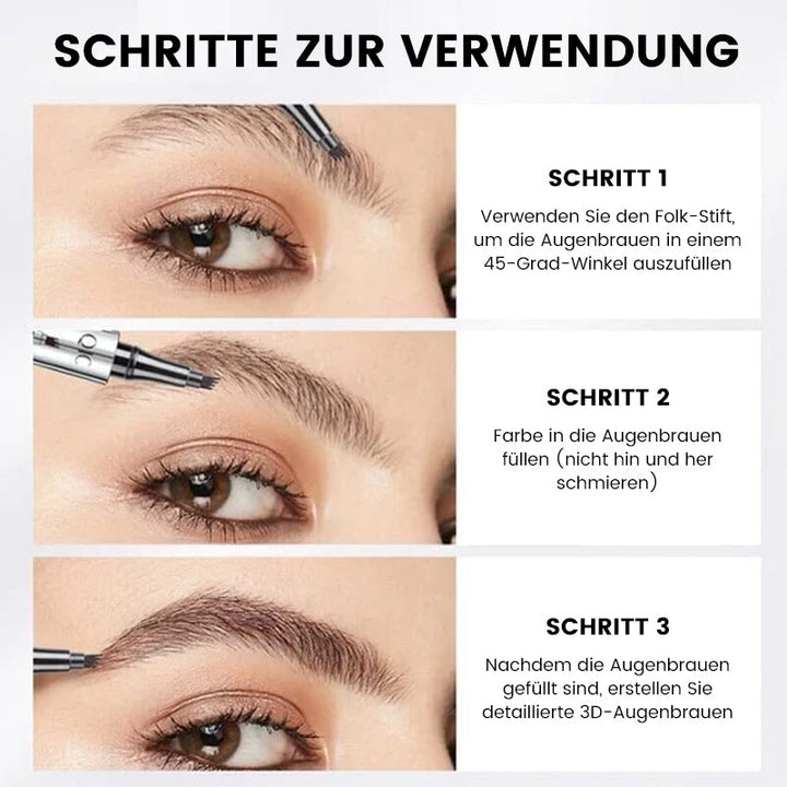 Vattentät ögonbrynspenna med gaffeltips för naturliga 3d bryn och microblading-effekt