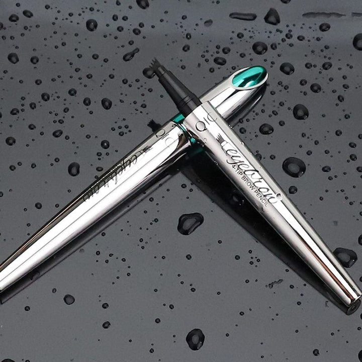 Demonstration av microblading penna som skapar tunna, håriliknande linjer för bryn