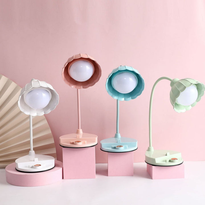 Fyra färgalternativ av touch LED-bordslampor i rosa, vit, blå och grön