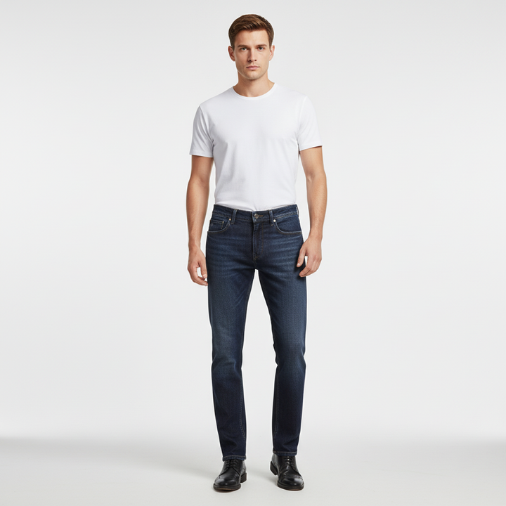 Bekväma svarta stretchjeans för herrar med klassisk passform