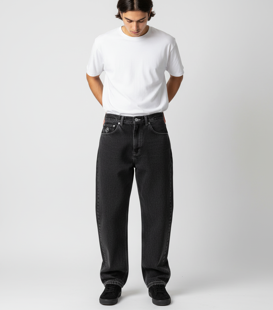Trendiga streetwear-jeans för män med klassisk denimfinish