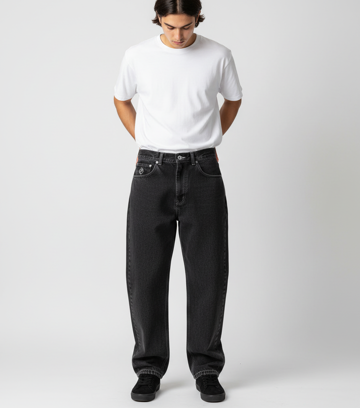 Trendiga streetwear-jeans för män med klassisk denimfinish