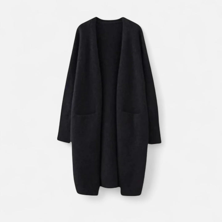 Snygg långstickad cardigan för dam med öppen front