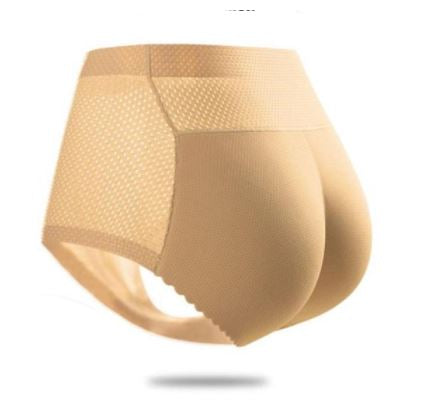 Sömlösa beige högmidjade shapewear trosor med lyftande effekt