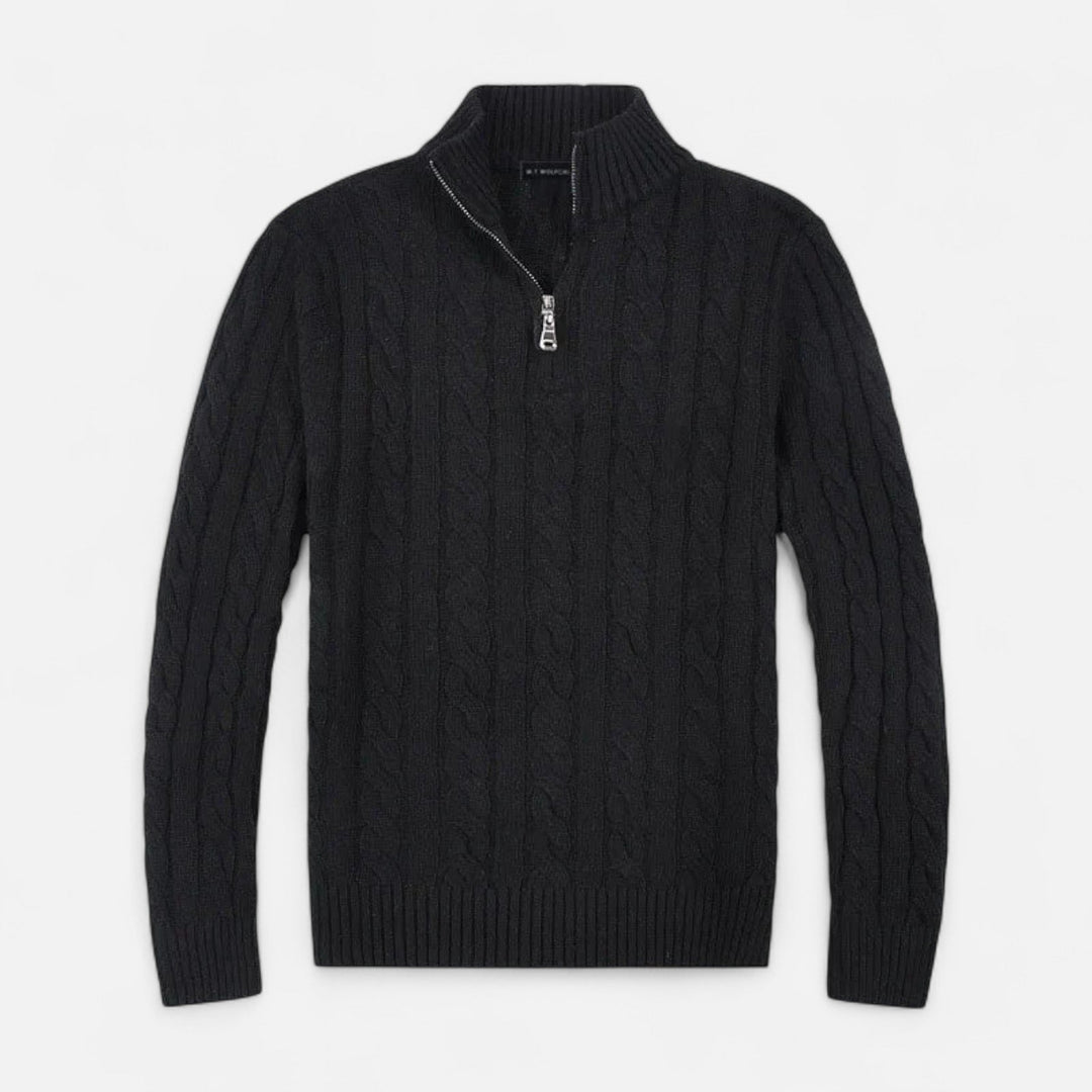 Klassisk halv-zip tröja för herrar i stickad design