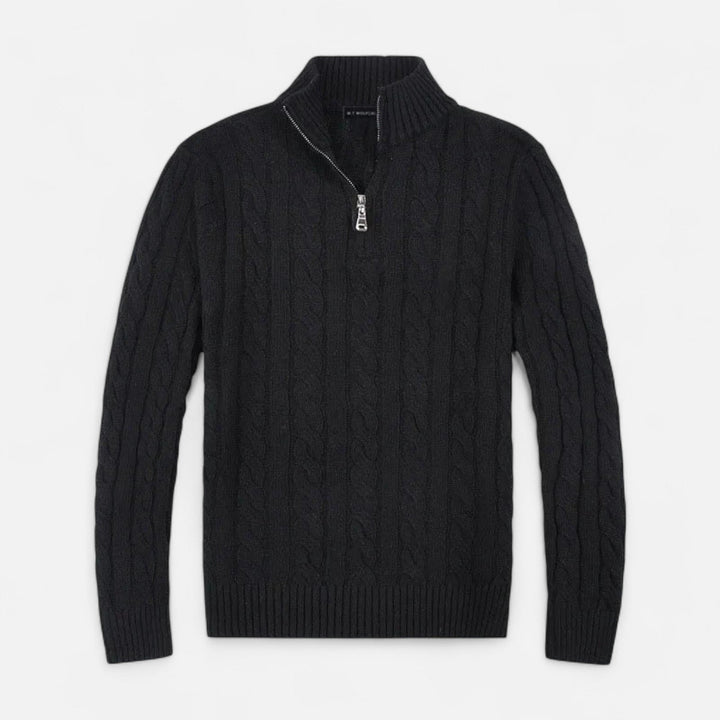 Klassisk halv-zip tröja för herrar i stickad design
