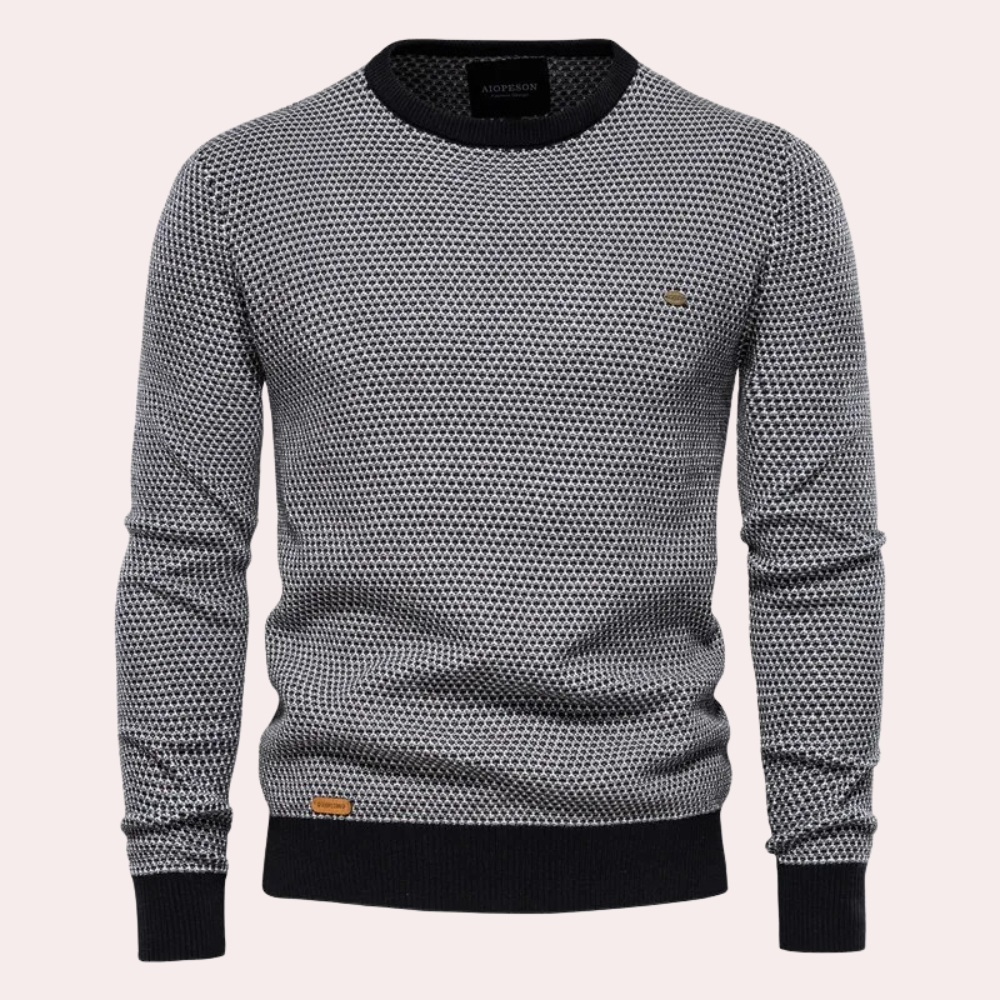 Snygg crewneck herrtröja i klassisk design med långa ärmar