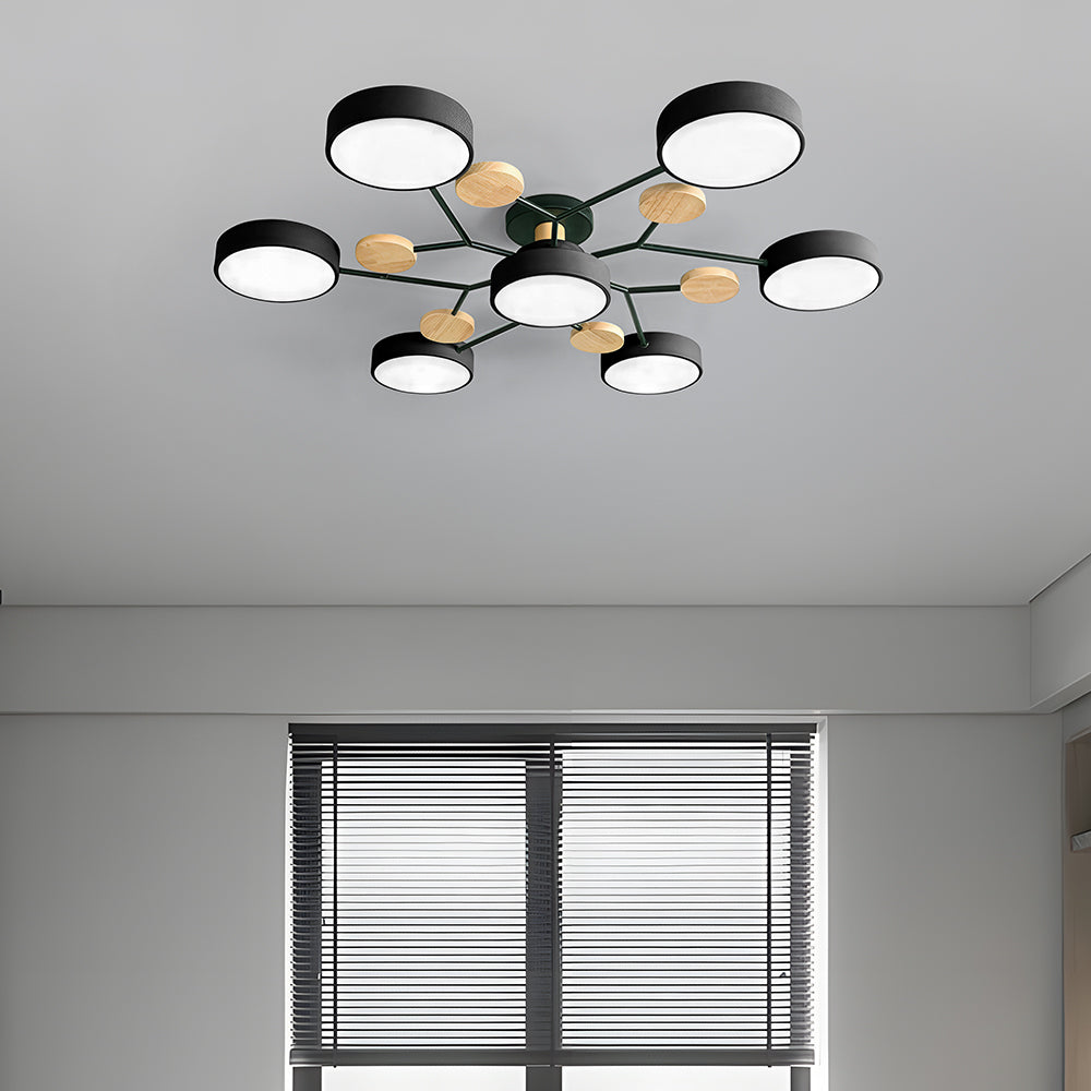 Modern järnkonstruktion på rund LED-lampa