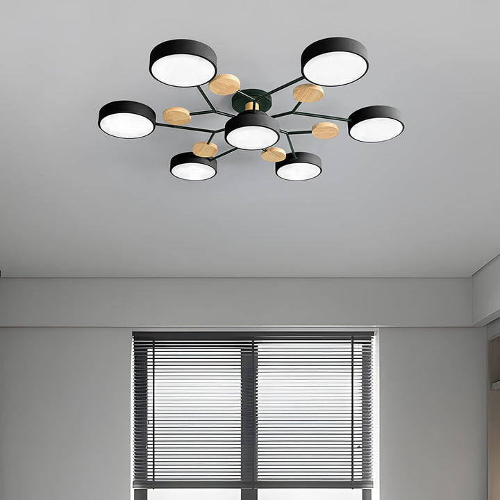 Modern järnkonstruktion på rund LED-lampa