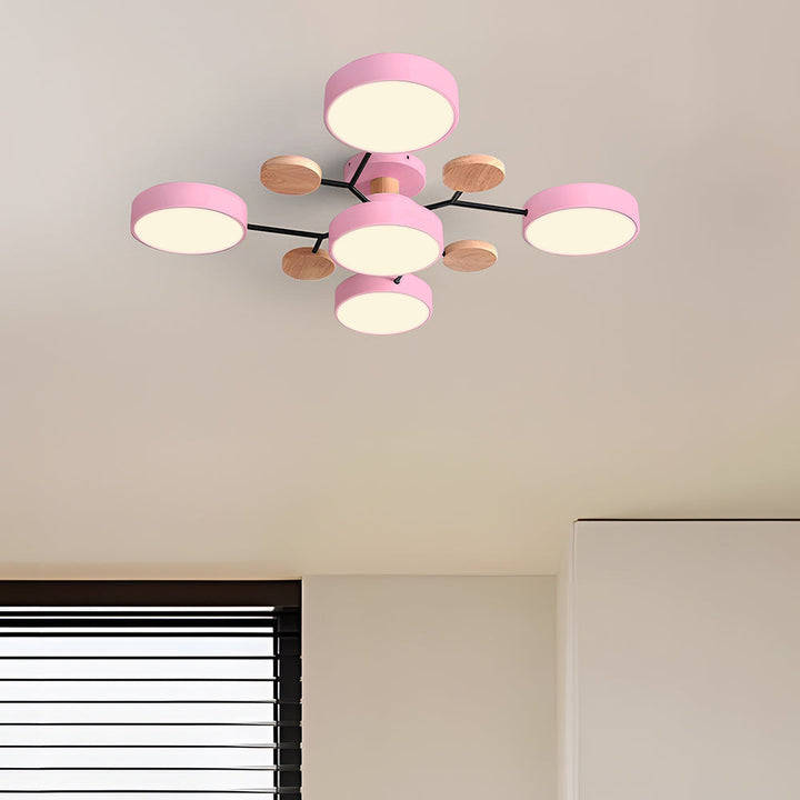 Elegant taklampa i järn med integrerade ljuskällor
