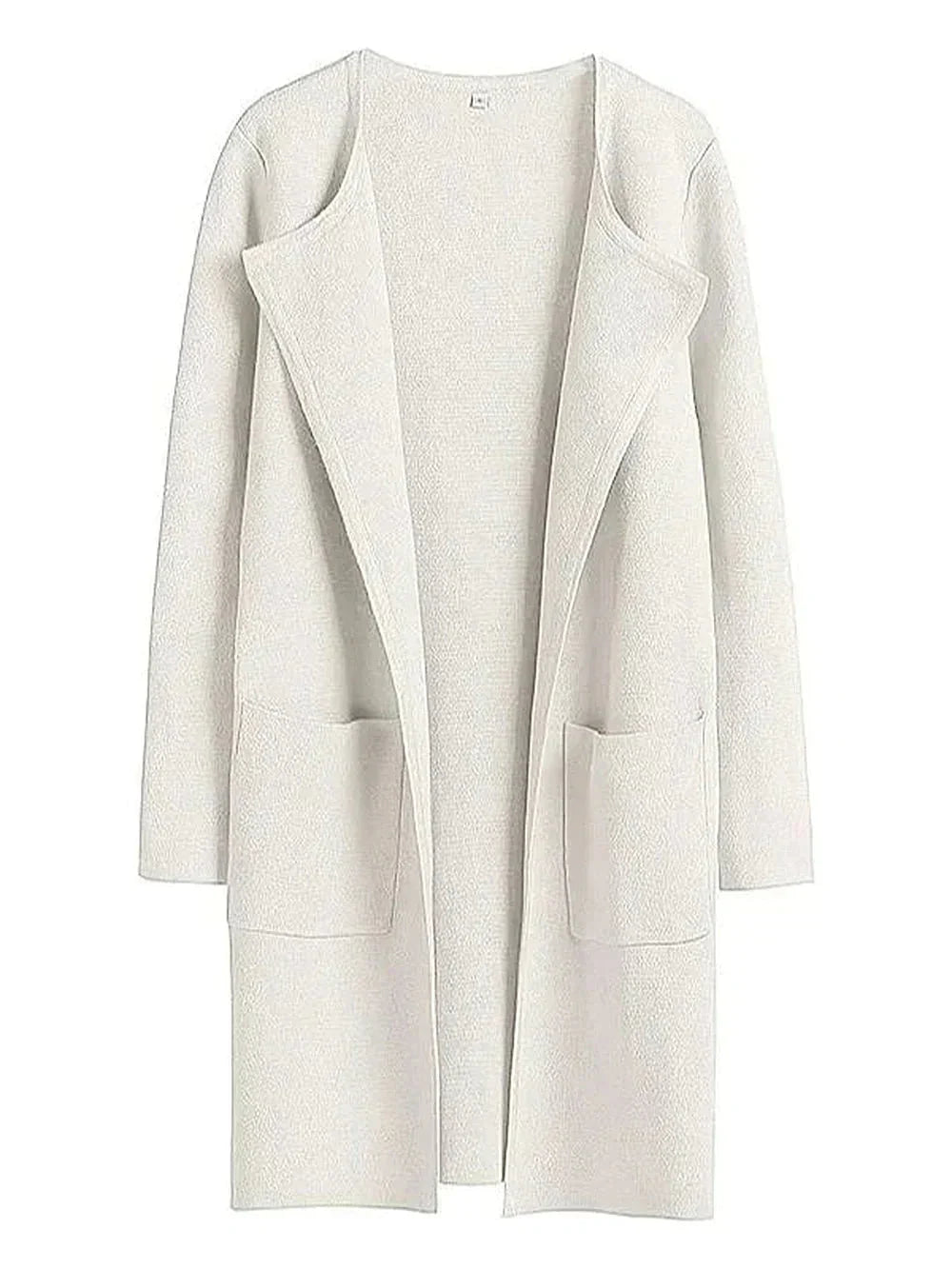 Klassisk lång cardigan för dam med stilrena fickor och skön passform