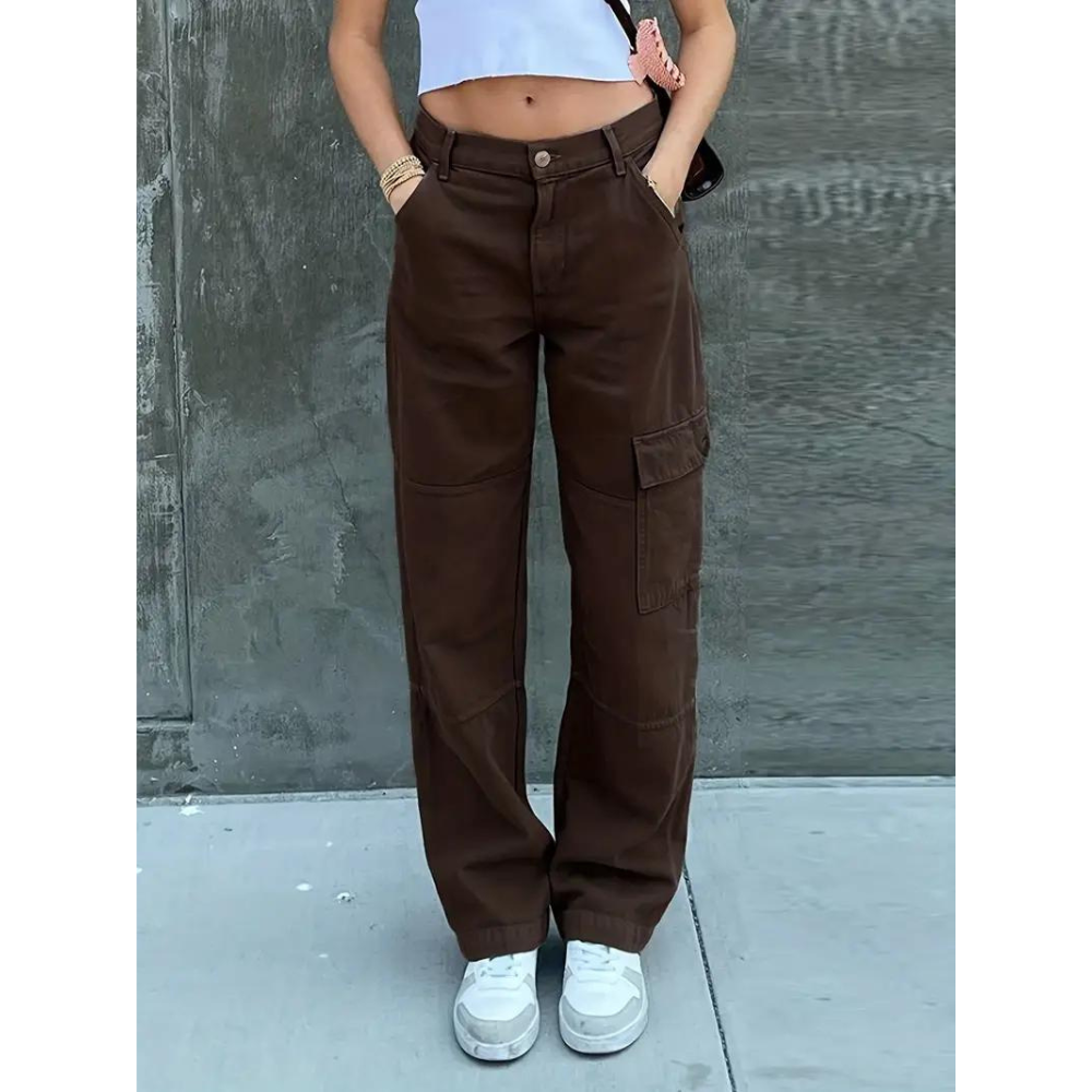 Gröna cargobyxor med vida ben och streetwear-stil som passar perfekt till vardags