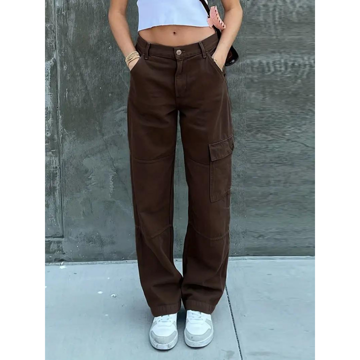 Gröna cargobyxor med vida ben och streetwear-stil som passar perfekt till vardags