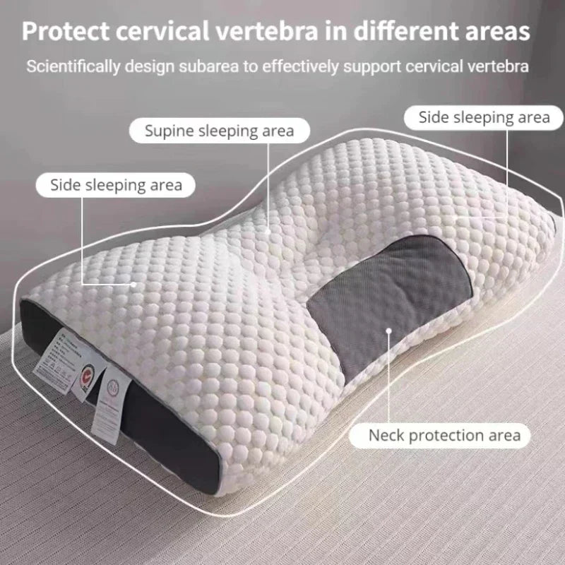Ergonomisk ortopedisk cervikalkudde i vitt material för smärtfri nacke och bättre sömn