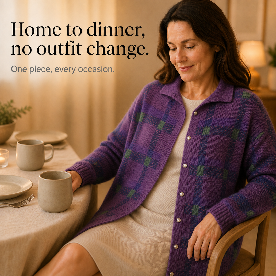 Mysig oversize cardigan i mjukt stickat material med mönster