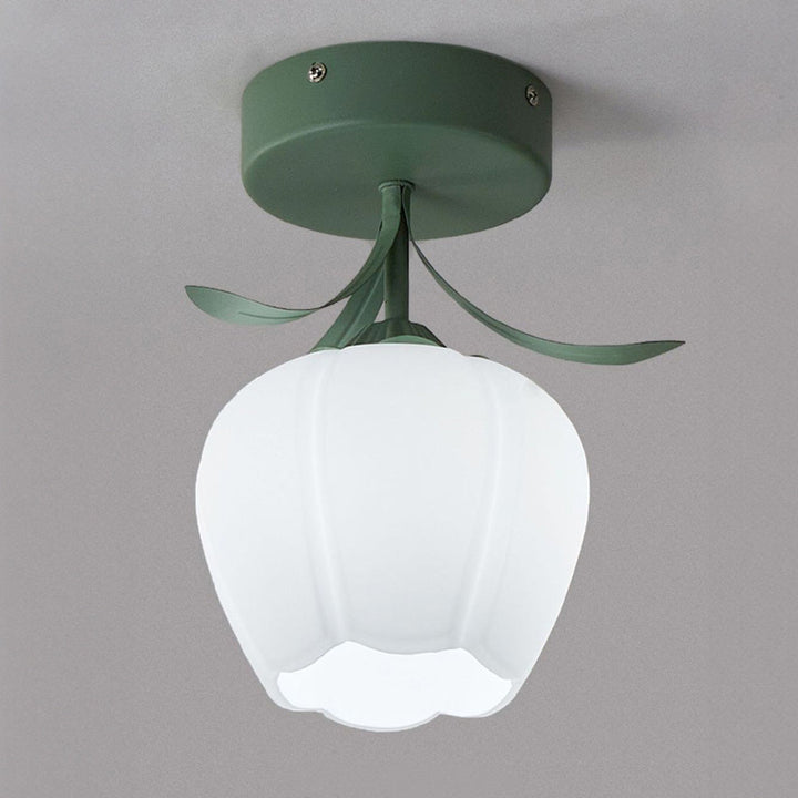 Taklampa i blomdesign med glas och metall för vardagsrumsbelysning