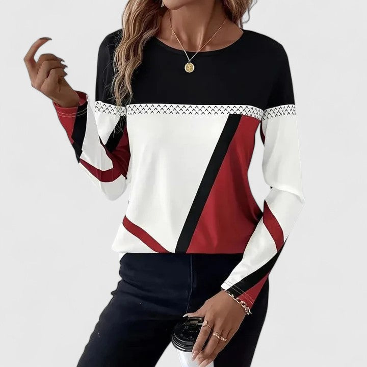 Kvinna som bär Gracelynah elegant flerfärgad blus framifrån