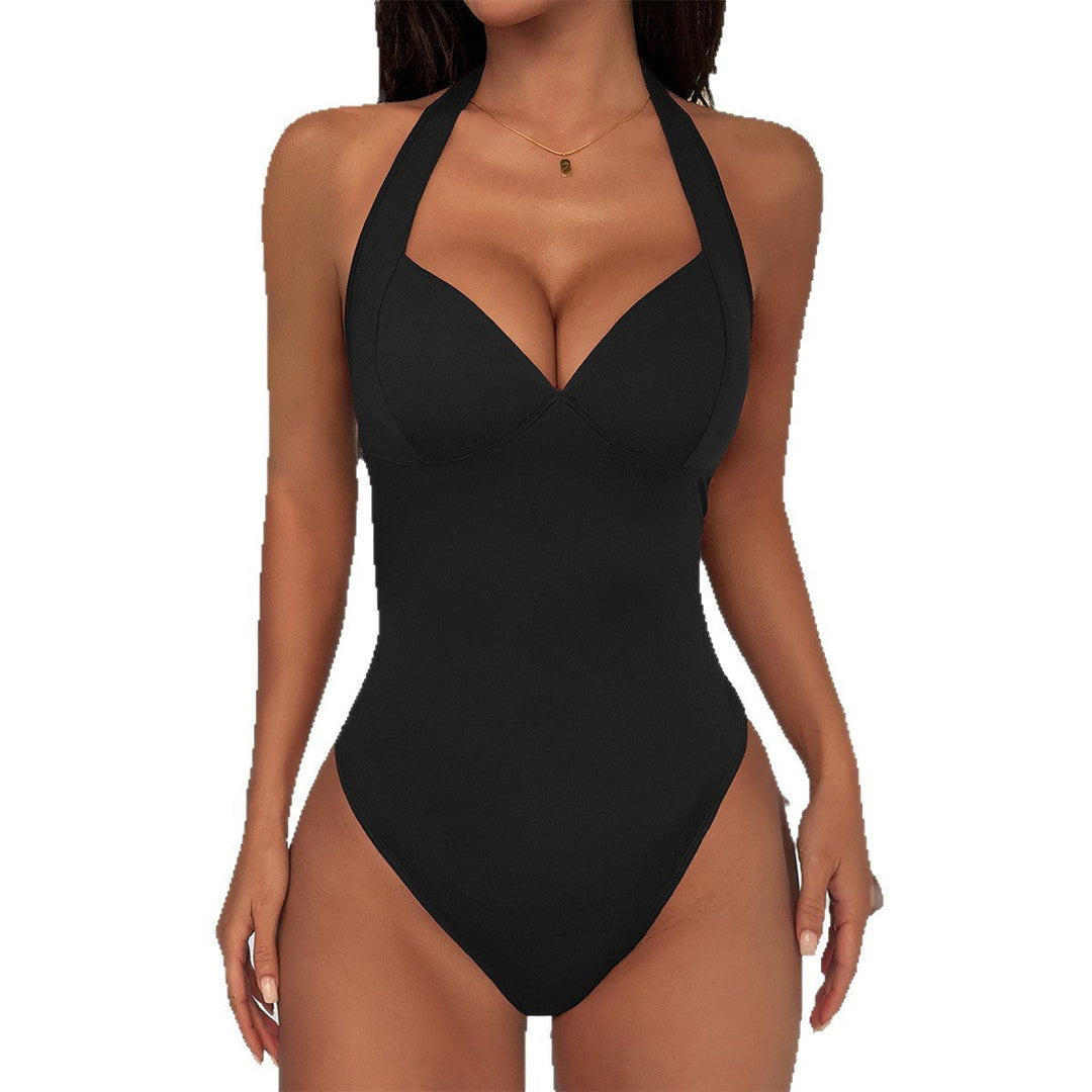 Figurskulpterande halterneck bodysuit för dam i stretchigt material för fest och vardag