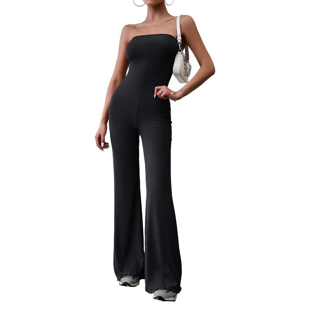 Elegant axelbandslös jumpsuit med vida ben för dam, perfekt sommarlook