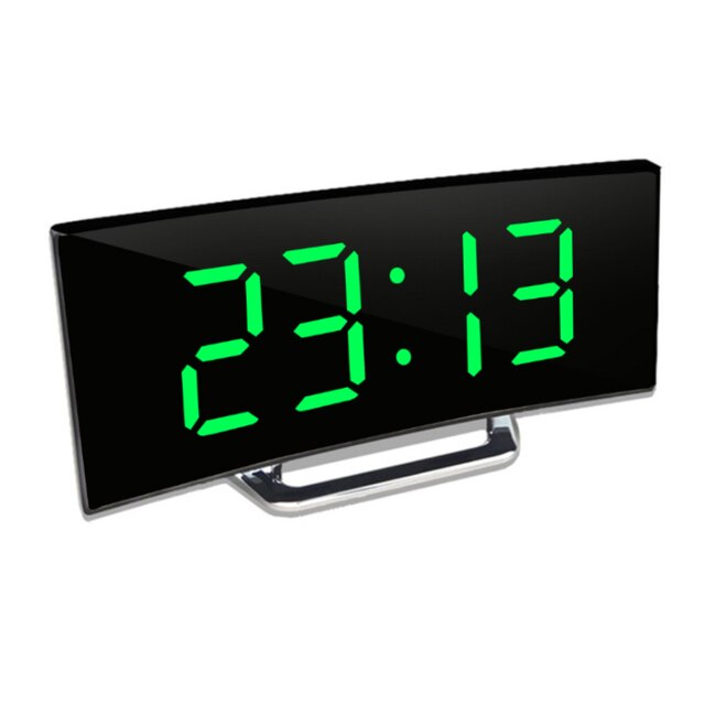 Minimalistisk led klocka som smälter in i sovrummets inredning