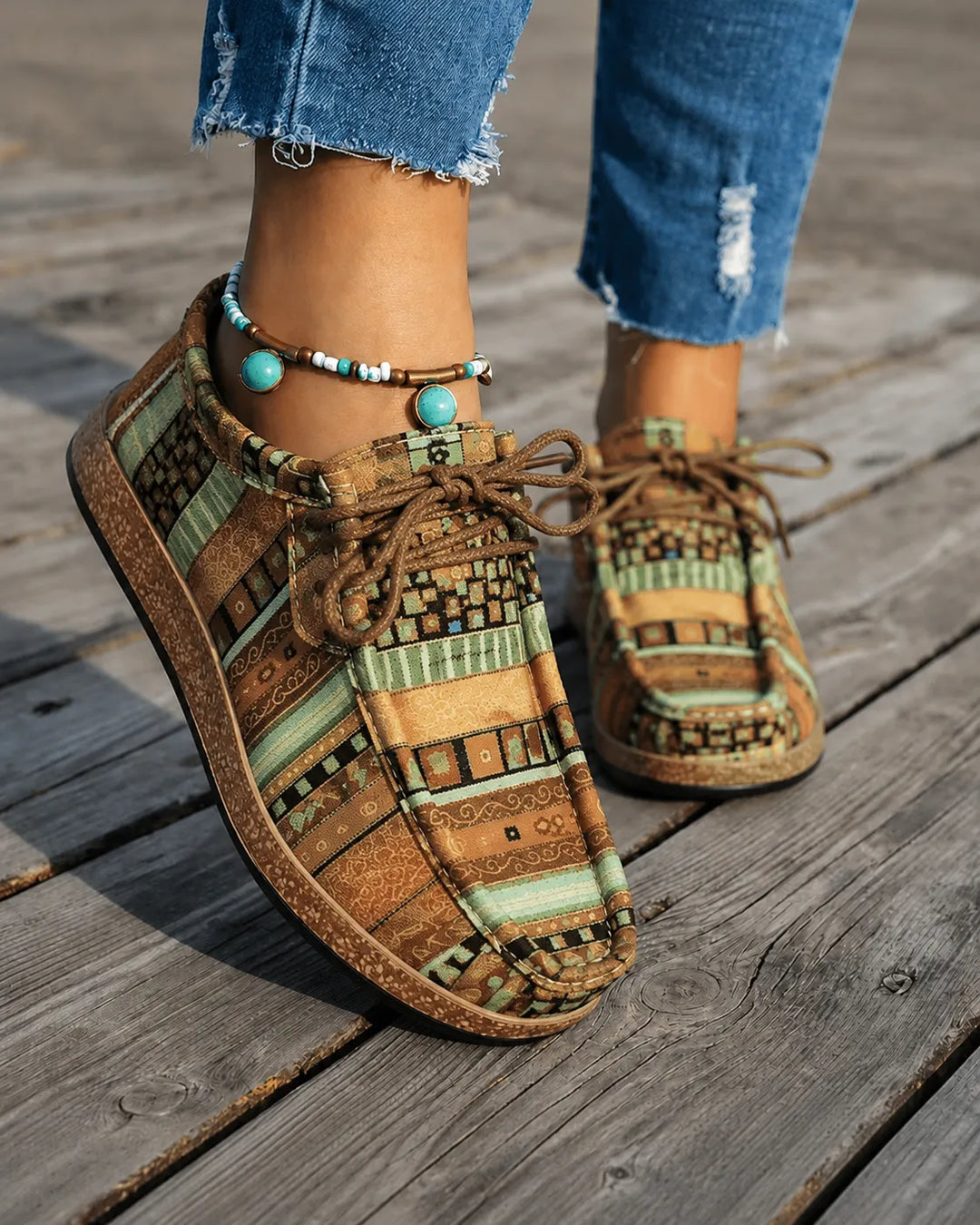 Närbild på dam loafers Pauline som visar den flexibla passformen och platåsulan