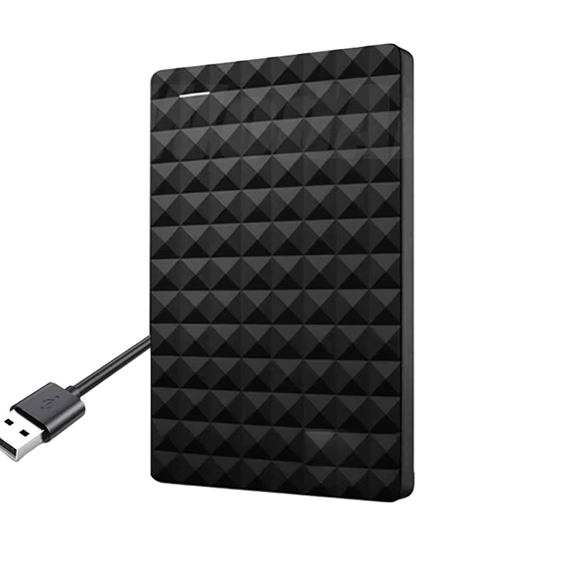Svart 8 TB portabel extern hårddisk med medföljande USB-kabel