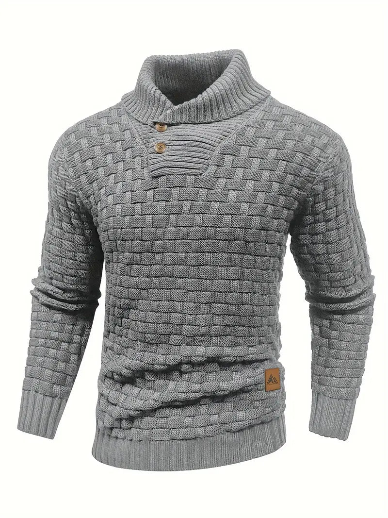 Bekväm och varm herrkläder tröja med struktur, perfekt för höstmode