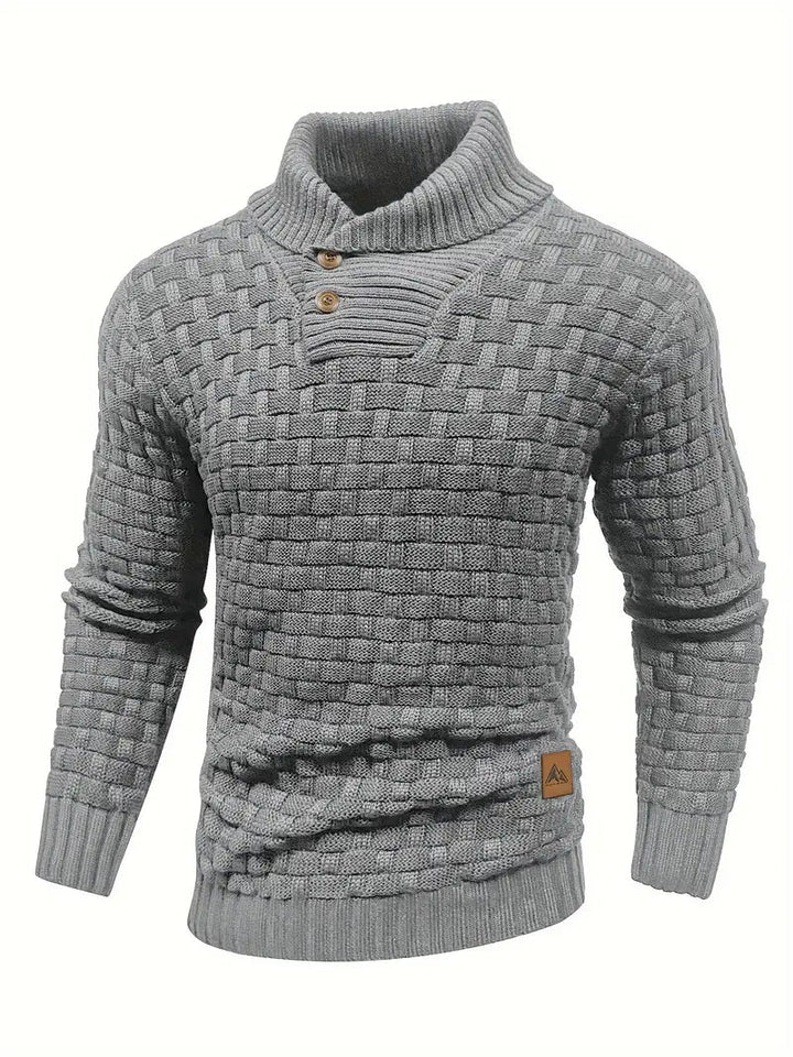 Bekväm och varm herrkläder tröja med struktur, perfekt för höstmode
