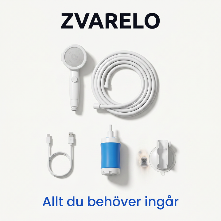 Lätt och smidig utomhusdusch packad för äventyr