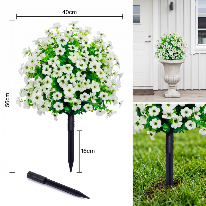 Närbild på UV-beständig konstblomma som visar detaljrika blad