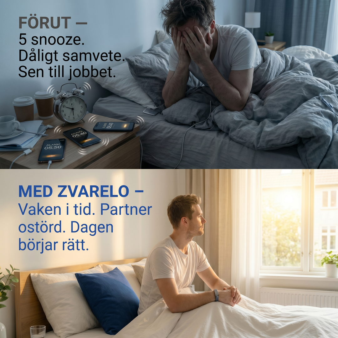 Detaljbild på laddningsport och design för Zvarelo vibrerande väckningsarmband