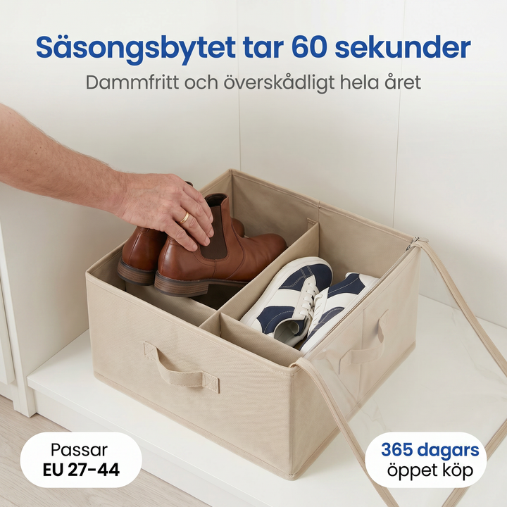 Stapelbar förvaringslåda för skor som sparar plats i hemmet