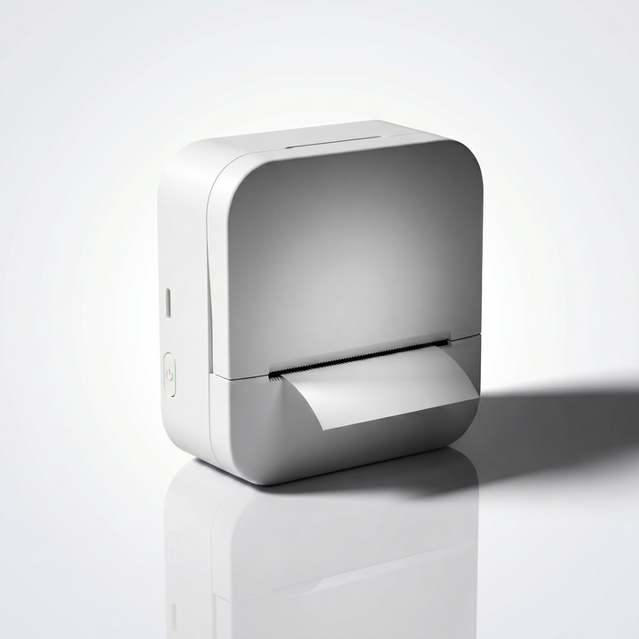 Vit pocket printer för kreativa anteckningar och etiketter