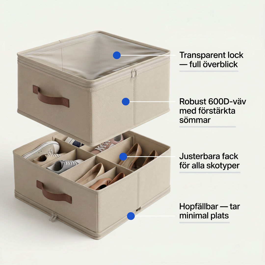 Grå skobox för organiserad skoförvaring i hall och klädkammare