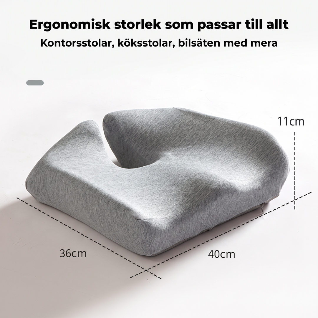 Måttskiss på Zvarelo sittkudde som visar längd, bredd och höjd i centimeter